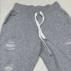 Aerie Light Gray Distressed Joggers